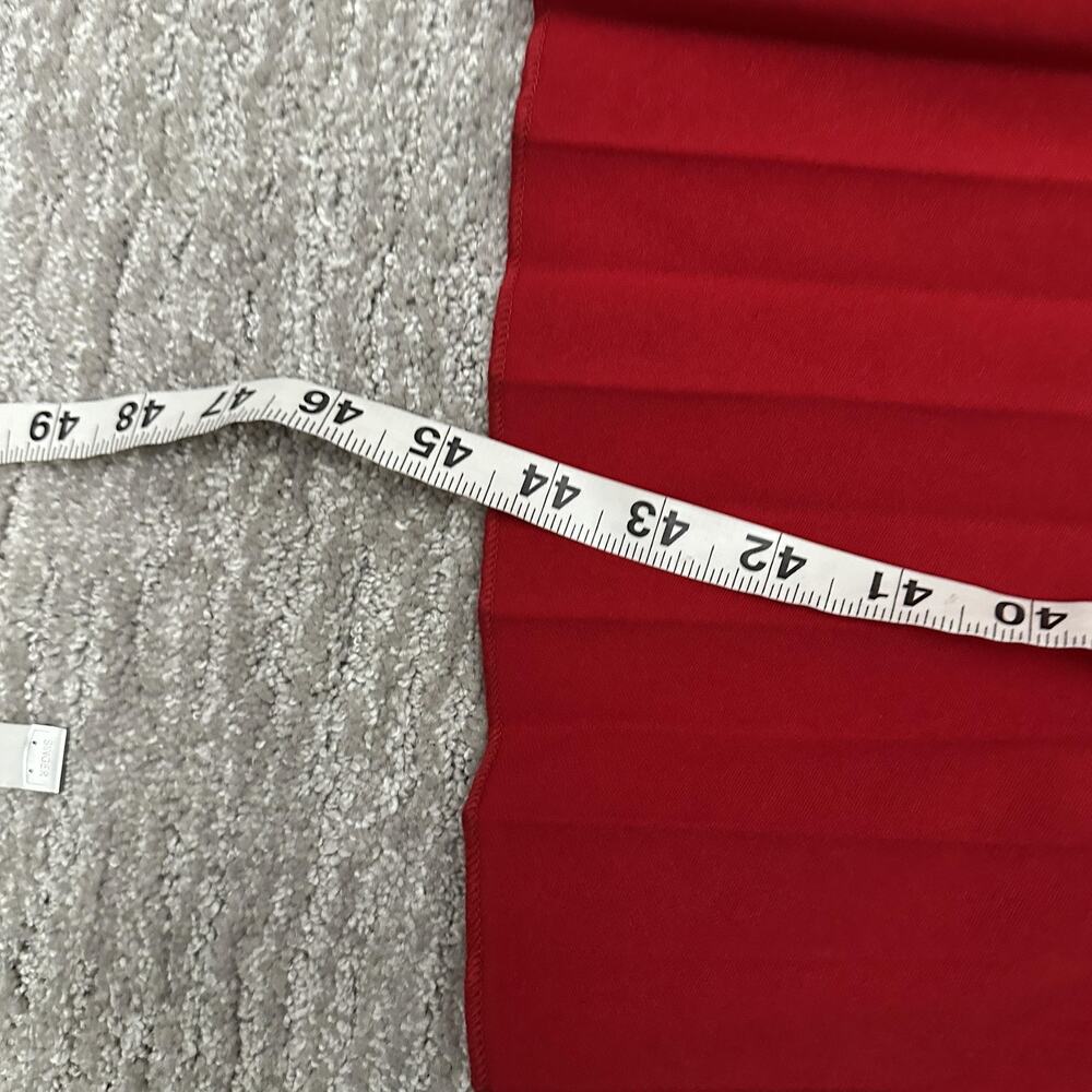 SHEIN Dress Womens Medium 6 Red Pleated Midi V Notch Back Zip Holiday Christmas - Picture 10 of 12